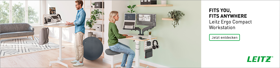 Banner Leitz ERGO Compact Workstation- FITS YOU. FITS ANYWHERE